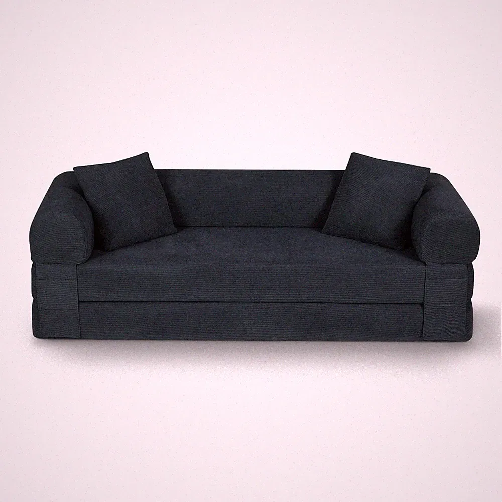 Convertible Sofa Bed Queen 80" Corduroy Sleeper with Storage Dark Gray