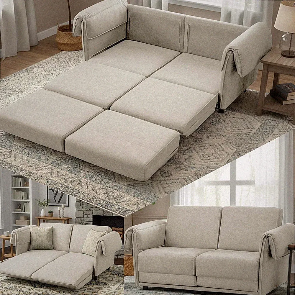 Convertible Sofa Bed Queen Sleeper Loveseat 2-in-1 Fold Out Sleeper Couch Beige