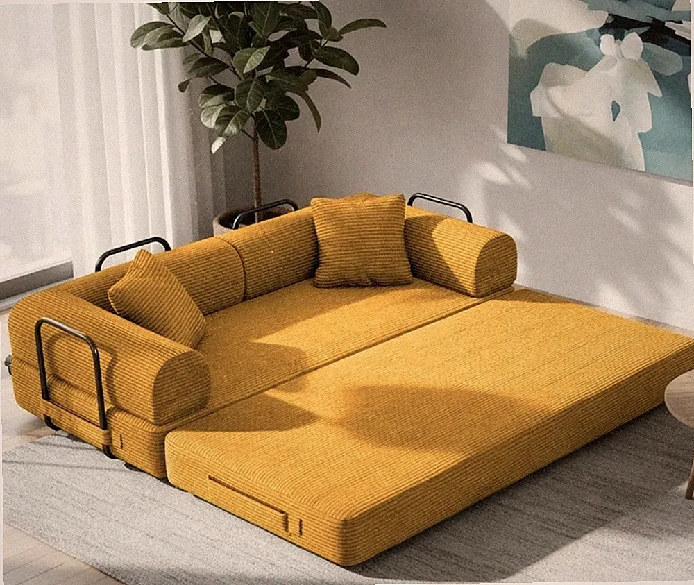 Convertible Sofa Bed Sectional with Reclining Bed n Space Saving Compression