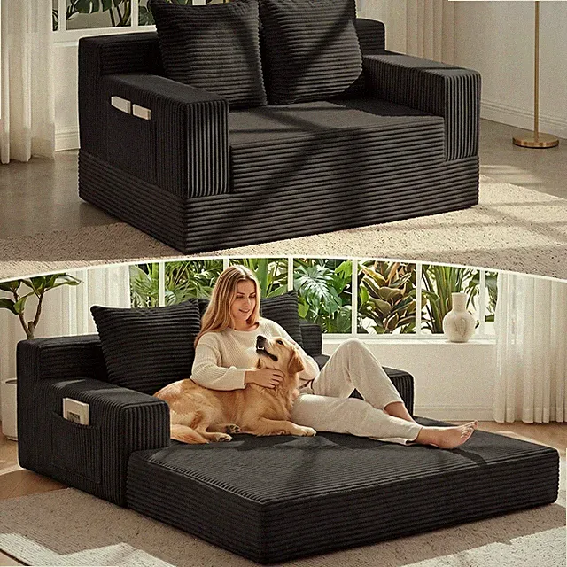 Convertible Sofa Bed,Small Boneless Couch & Boneless Loveseat,Pull Out Couch...