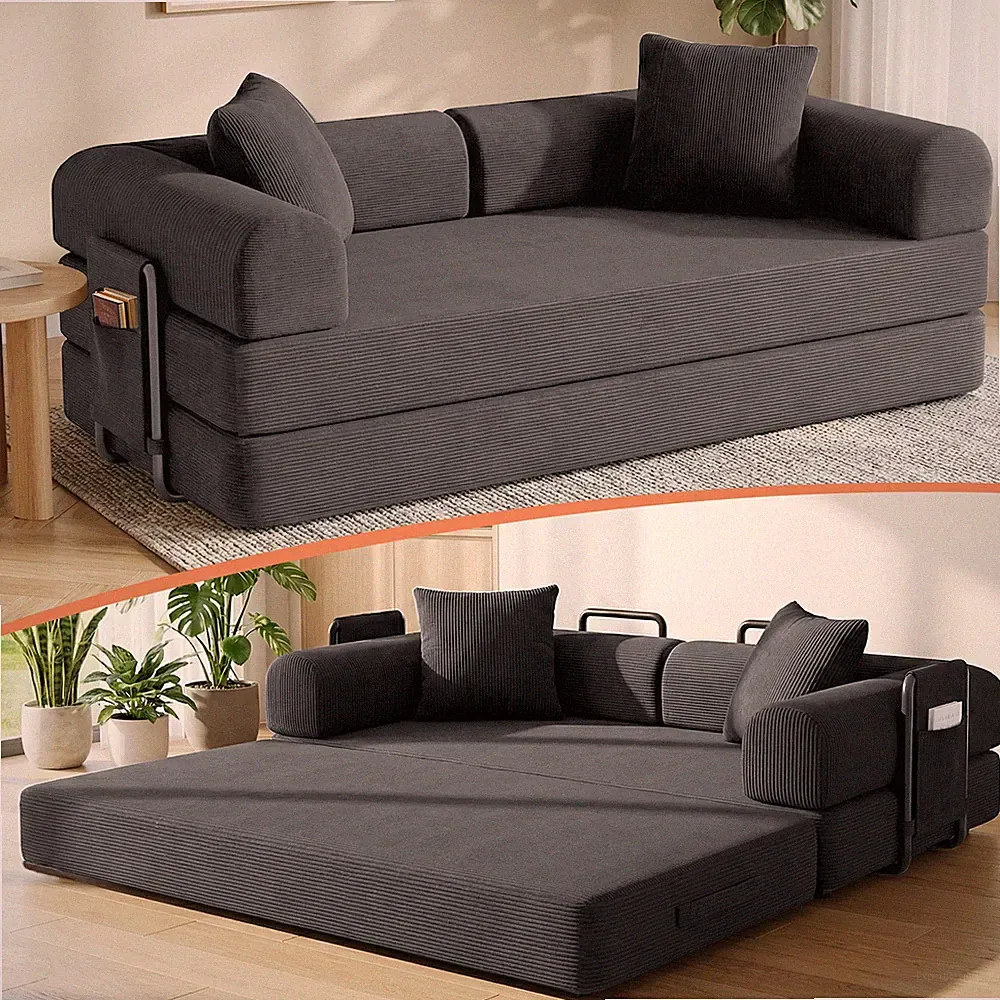 Convertible Space Saving Sofa Bed Pull Out Sleeper With Side Pockets Chair Safe