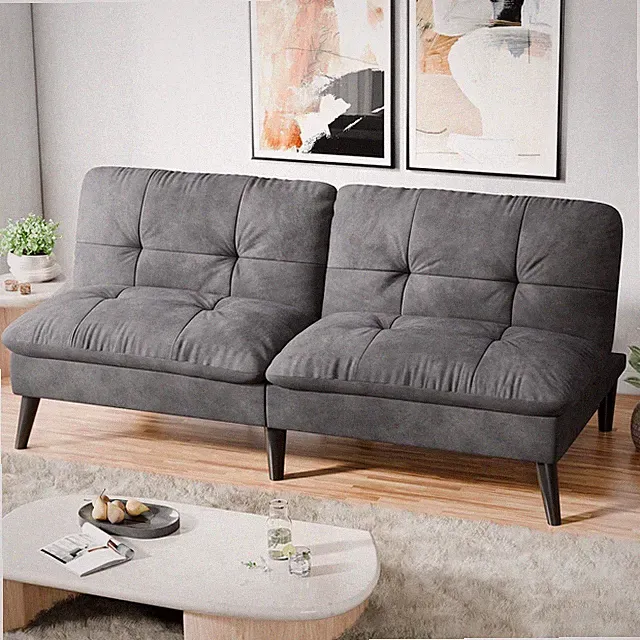 Convertible Velvet Futon Sofa Bed with Adjustable Backrest for Living Room