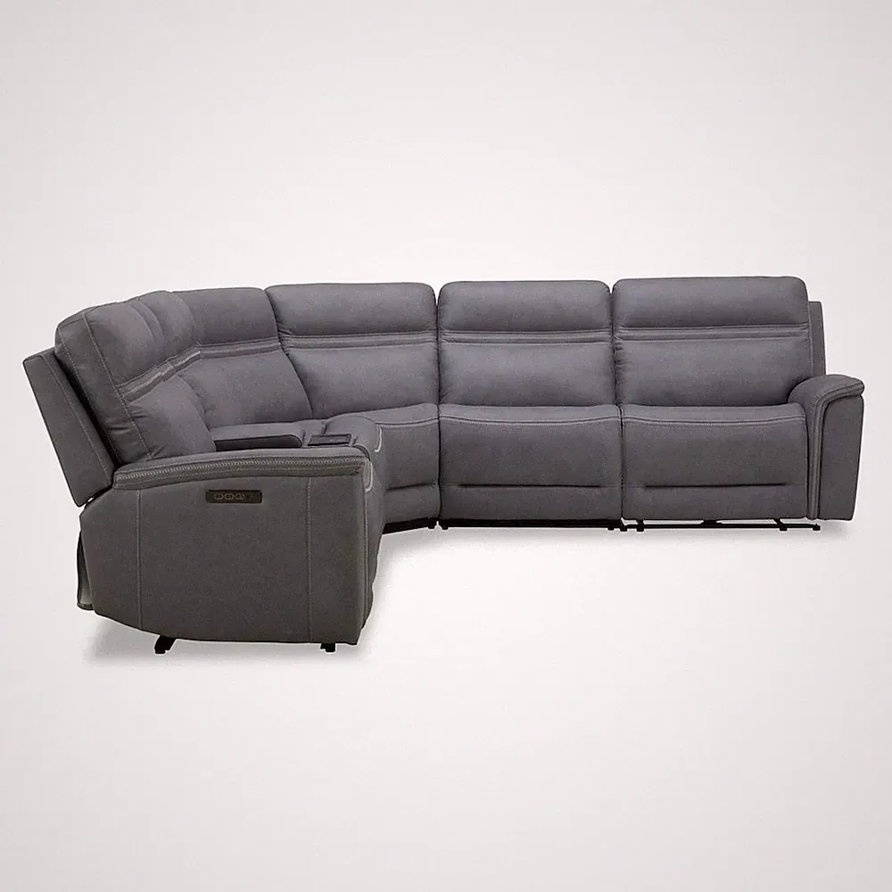 Cooper Power Reclining 6 Piece Sectional Sofa - Blue Gray Leather