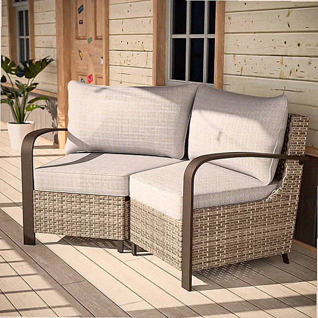 COOS BAY Aurora Terrace Outdoor Wicker Sectional Curved Sofa Set with Armrests