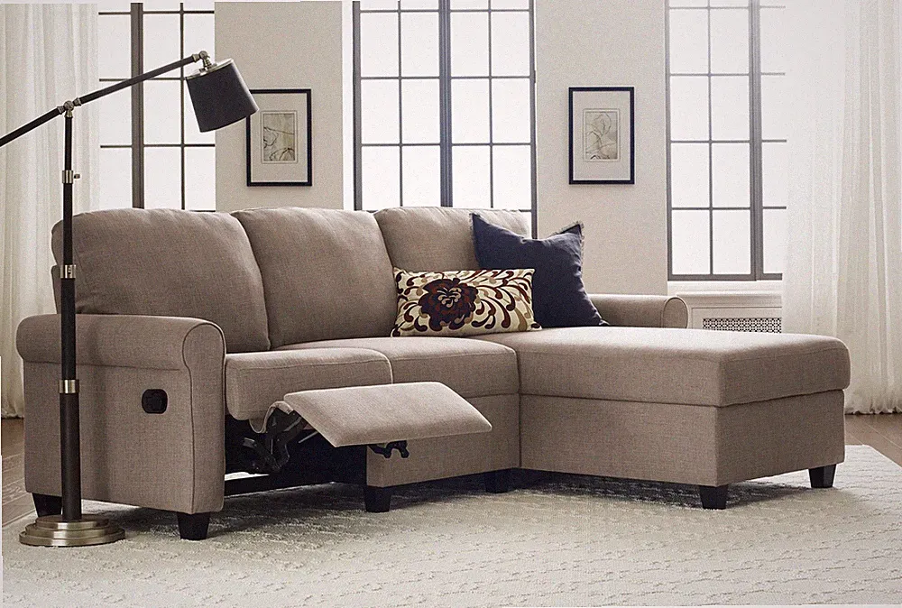 Copenhagen Reclining Sectional with Right Storage Chaise - Beige