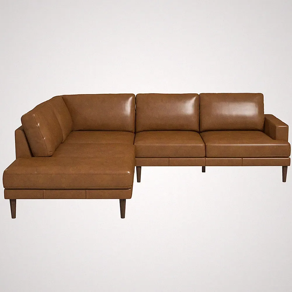 Corbin Left-Facing Tan Leather Sectional Sofa