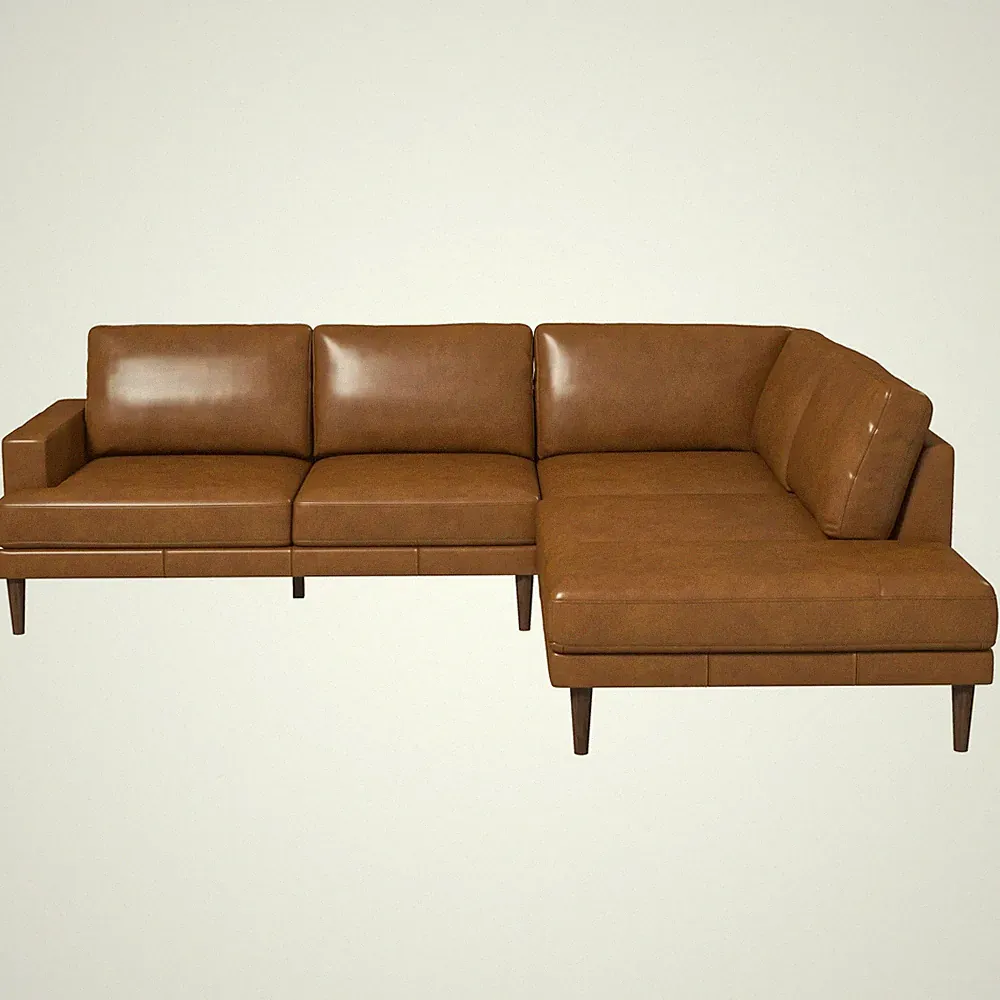 Corbin Right-Facing Tan Leather Sectional Sofa