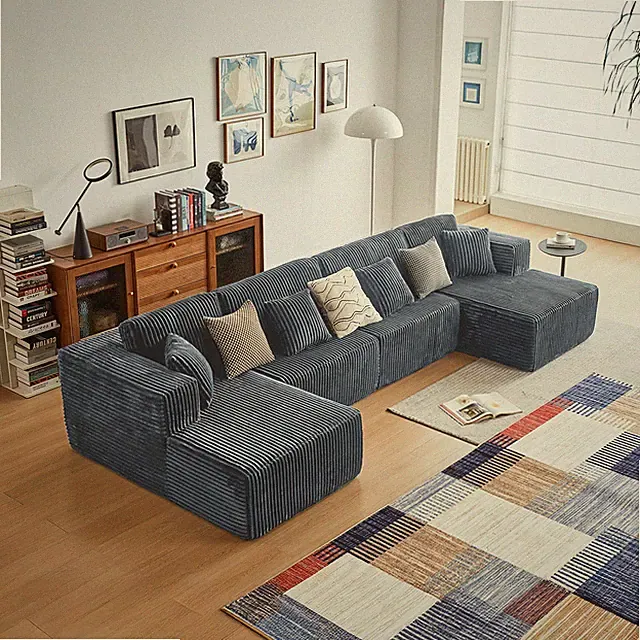 Corduroy Cloud Couch Modular Sectional Sofa Set - Reversible U-Shaped/Detachable