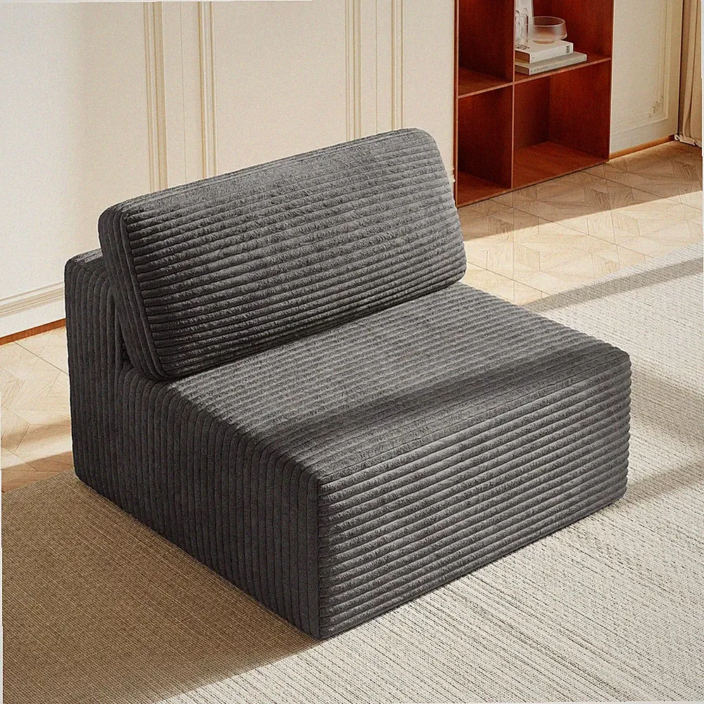 Corduroy Cloud Modular Sectional Armless Chair Cooling Gel HD Comfort Deep