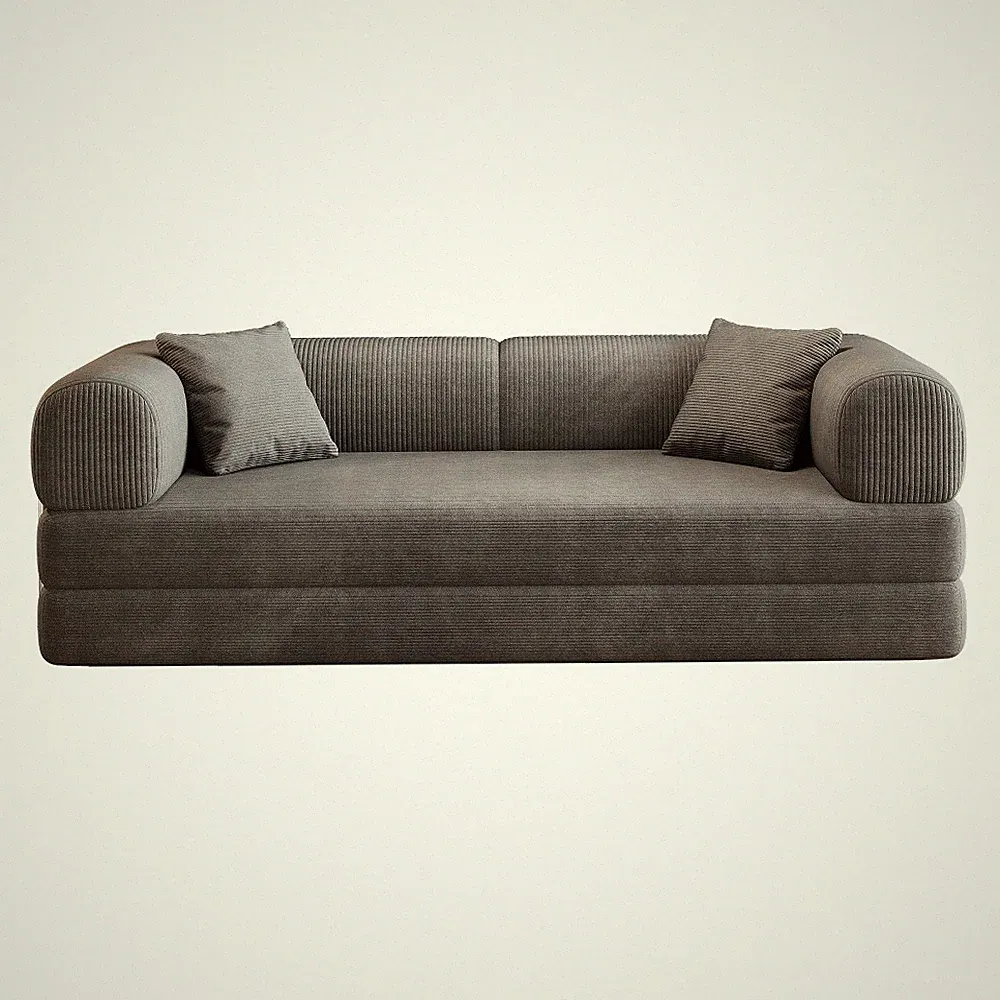 Corduroy Compression Modular Floor Sofa Bed 78.8" Convertible Boneless Futon