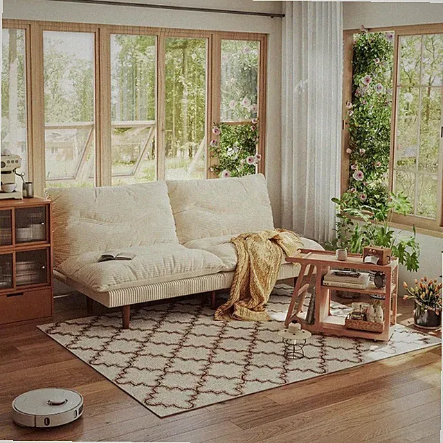 Corduroy Convertible Sleeper Sofa Bed 69"W Futon Couch with Adjustable Backrest
