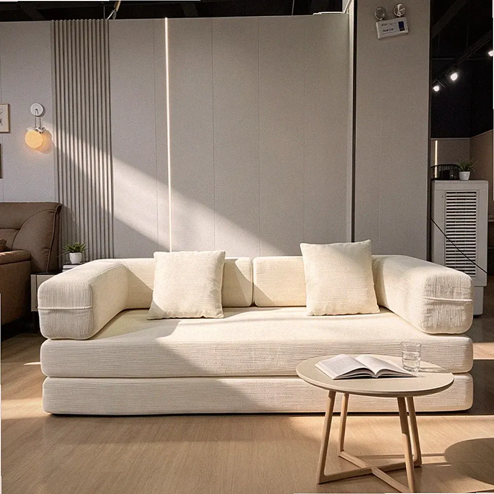 Corduroy Convertible Sofa Bed 2‑Seater High‑Density Foam Loveseat Couch 4 Colors