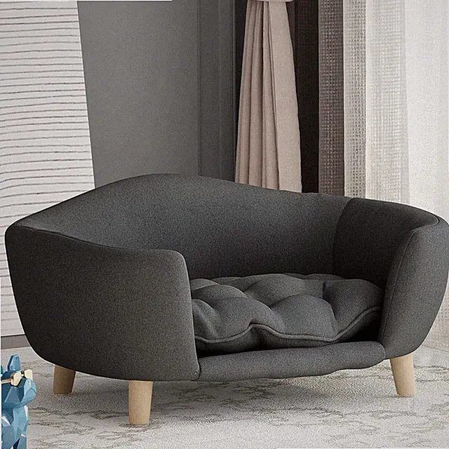 Corduroy Elevated Dog Sofa Bed with Wood Legs | Modern Living Suite