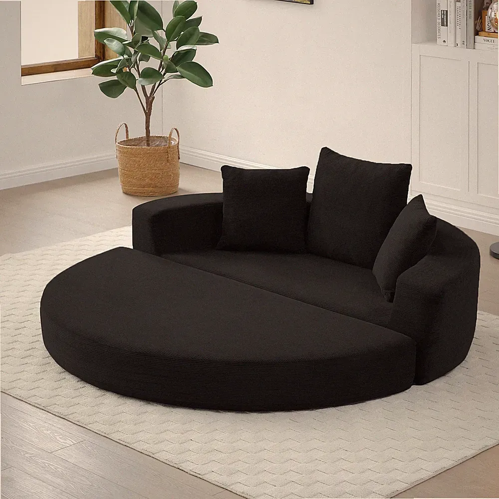 Corduroy Futon Sofa Bed Pull-Out Foldable Folding Convertible Couch Living Room