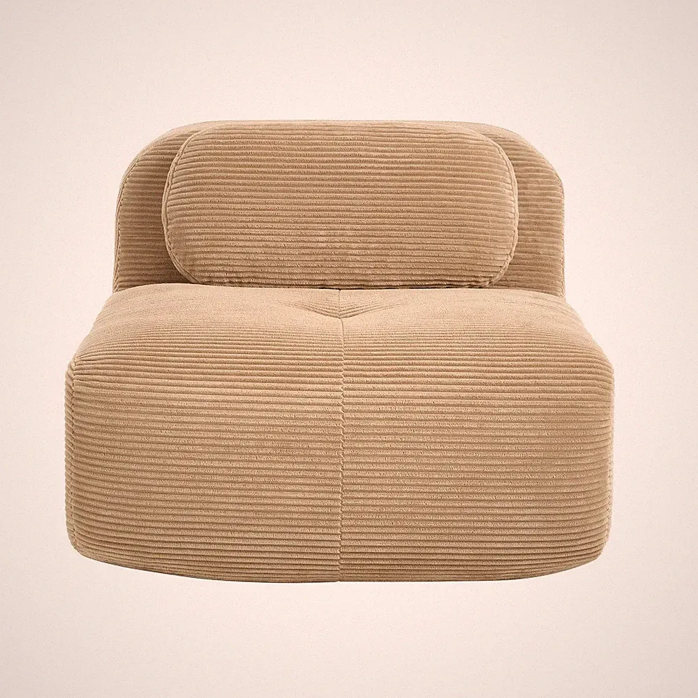 Corduroy Modern Curved Corner Sofa with Pillows - Modular Sectional