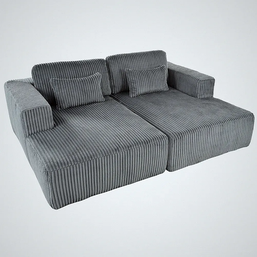 Corduroy Modular Couch Sectional Sofa Bed With Pillows For Apartment Living Room