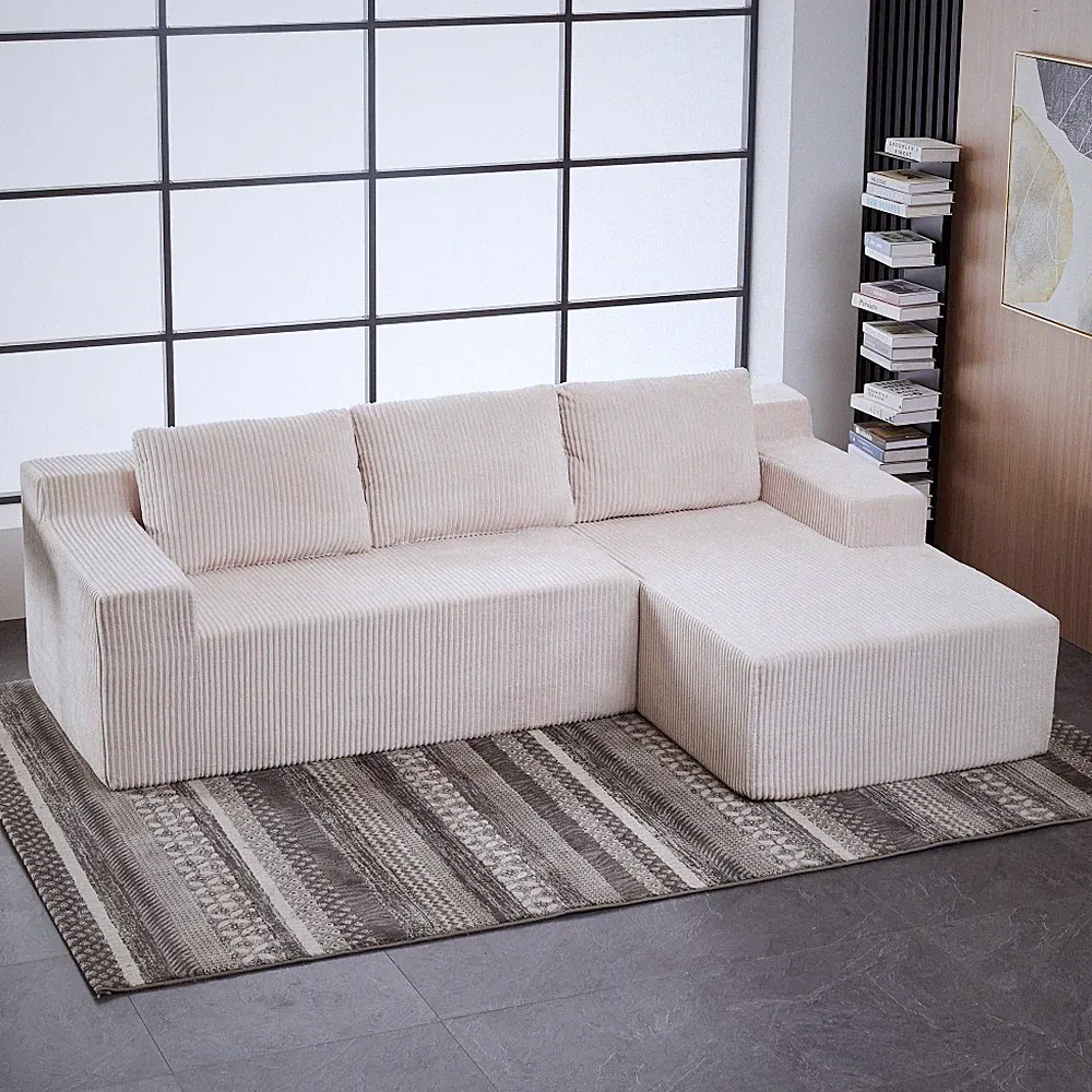 Corduroy Modular L Shaped Sectional Sofa,Luxury Floor Couch Set