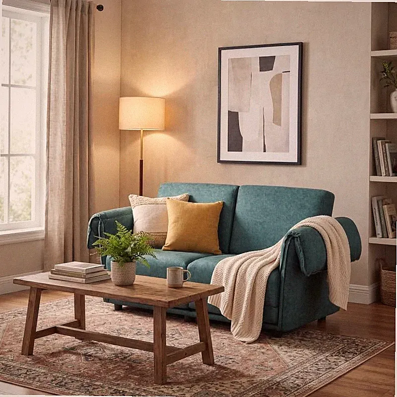 Corduroy Modular Sectional Loveseat Sofa, Green