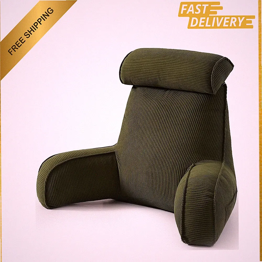 Corduroy Reading Pillow Backrest Cushion for Sitting Up in Bed Sofa Couch Lounge