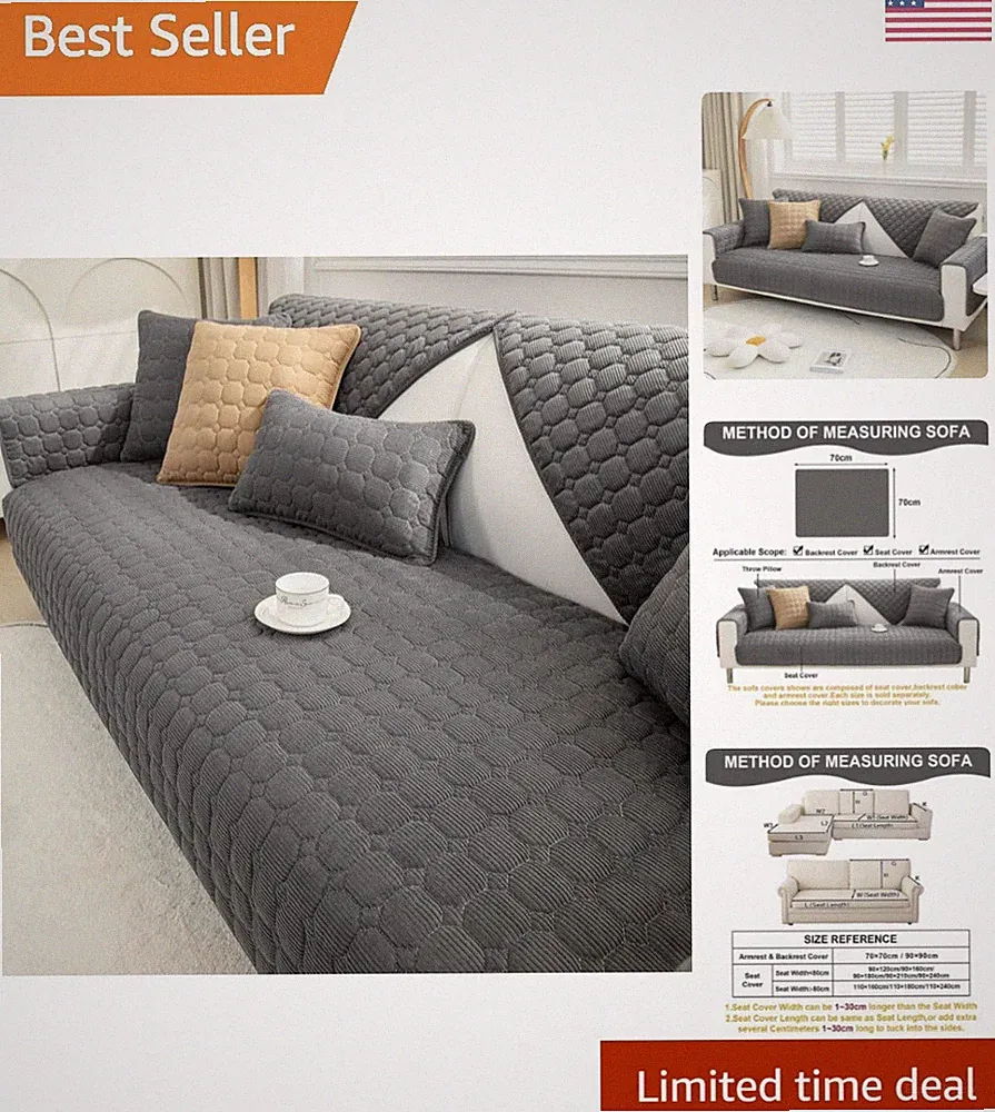 Corduroy Slipcover for Sectionals & Loveseats - Easy Care & Stylish