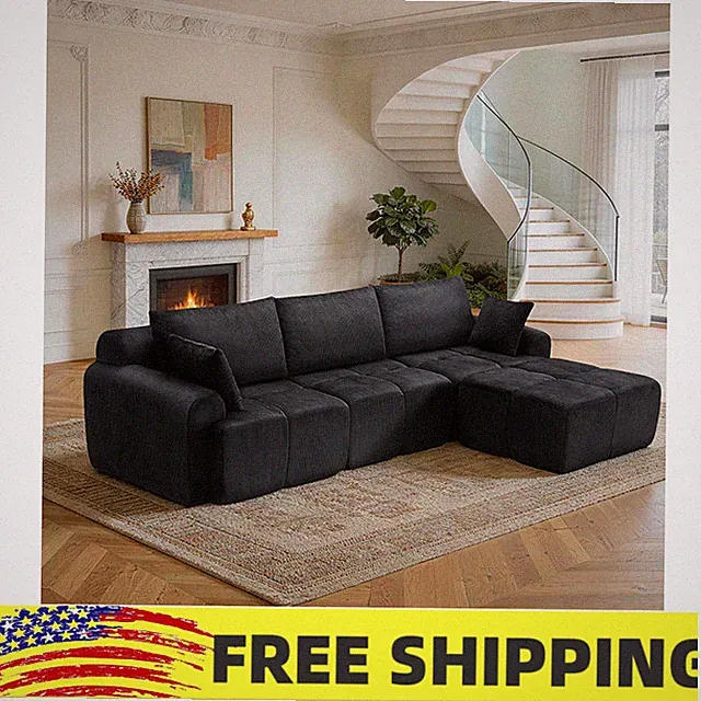 ✨Corduroy Sponge Compression Modular Sectional Sofa w/Deep Seat,No Assembly Requ