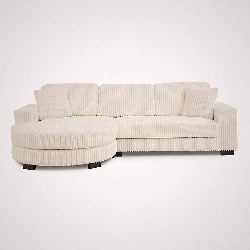 Corduroy Tufted Upholstered Sleeper Sectional Sofa L-Shaped Modular Convertible