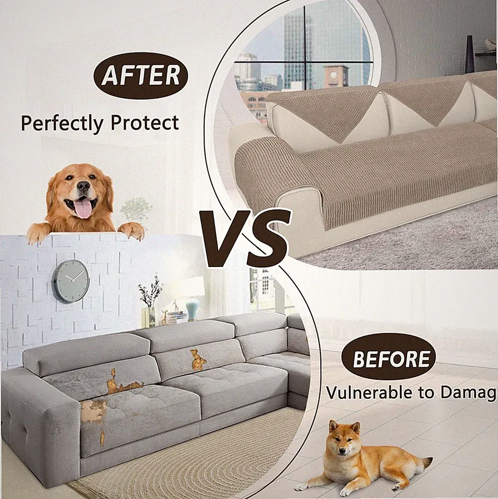 Corner Sectional Couch Covers Plush Chenille L Shape Sofa Cover Thick Soft So...