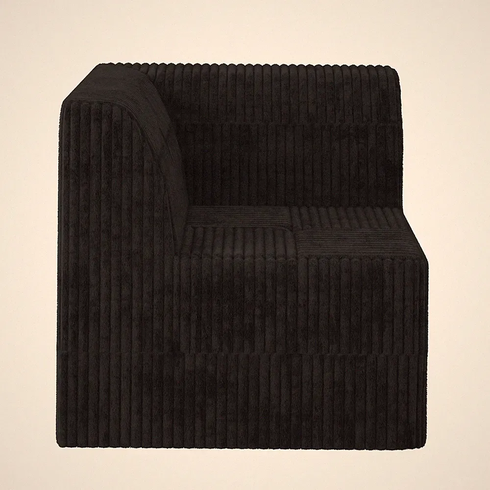 Corner Sleeper Sofa Sectional Modern Corduroy Couch Black Living Room