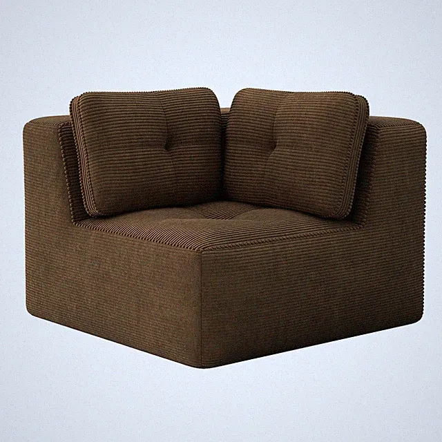 Corner sofa Corduroy -brown