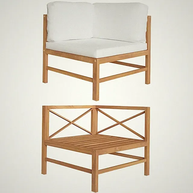 Corner Sofa with Cream Cushions Solid Teak Wood