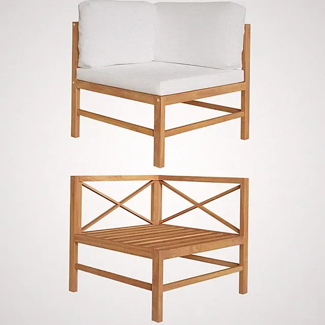 Corner Sofa with Cream Cushions Solid Teak Wood