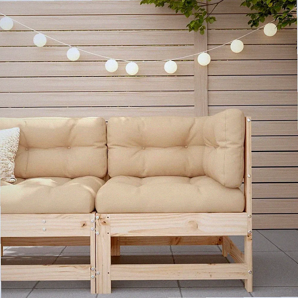 Corner Sofa with Cushions Solid Wood Pine