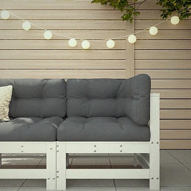 Corner Sofa with Cushions White Solid Wood Pine