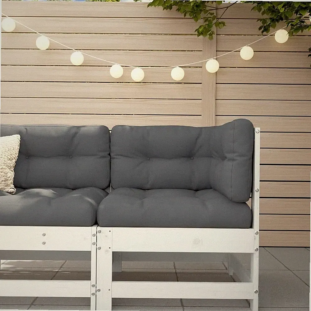 Corner Sofa with Cushions White Solid Wood Pine