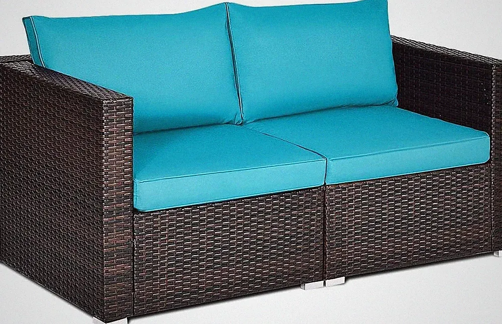 COSTWAY 2PCS Patio Rattan Corner Sofa Sectional Furniture Conversation Set