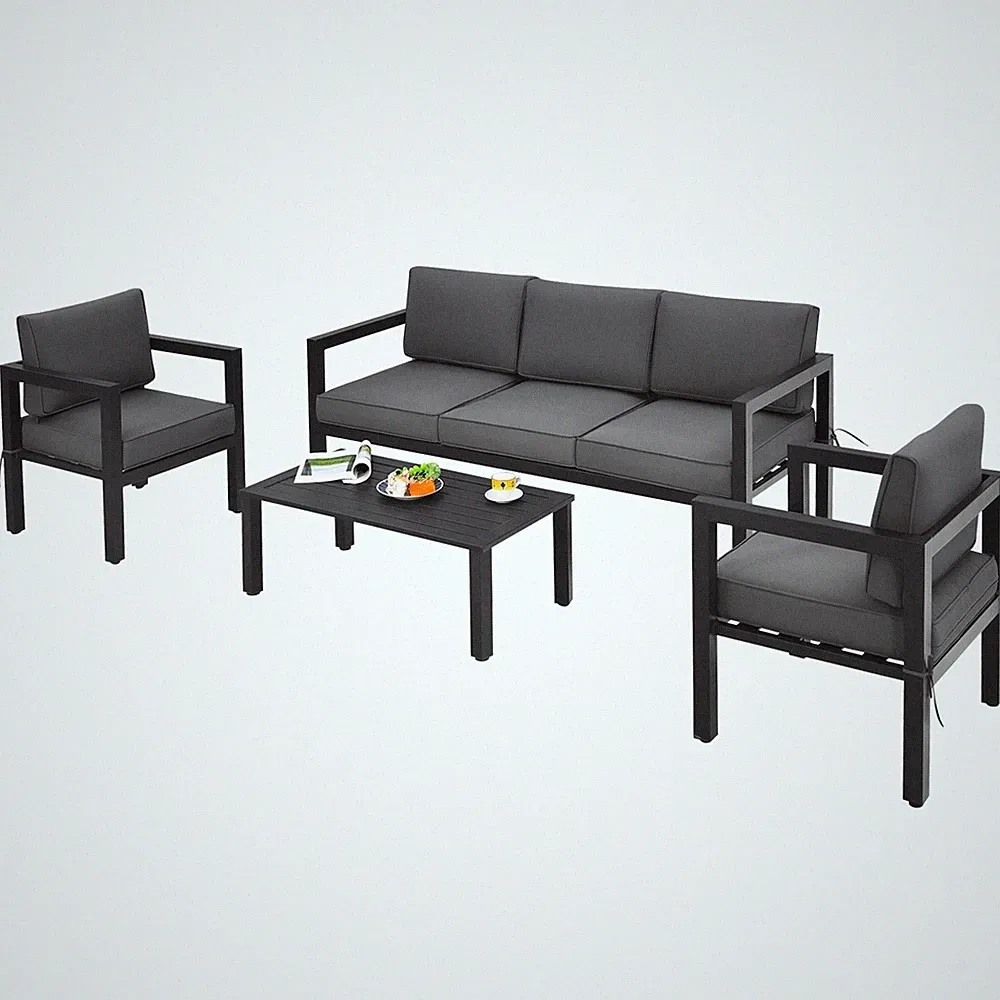Costway 4-Piece Outdoor Patio Furniture Set Sectional Sofa Set Coffee Table