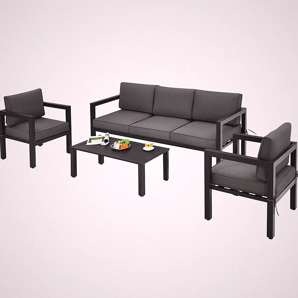 Costway 4-Piece Outdoor Patio Furniture Set Sectional Sofa Set Coffee Table