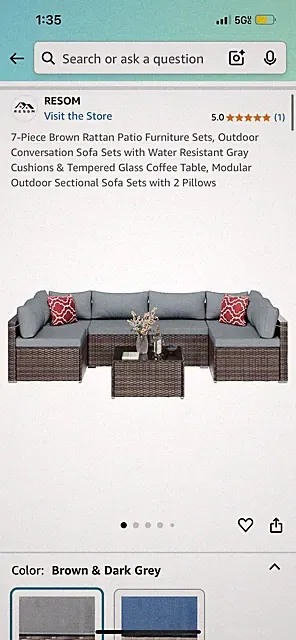 Costway 7-Pieces Rattan Sectional Sofa Set with Cushion - Red