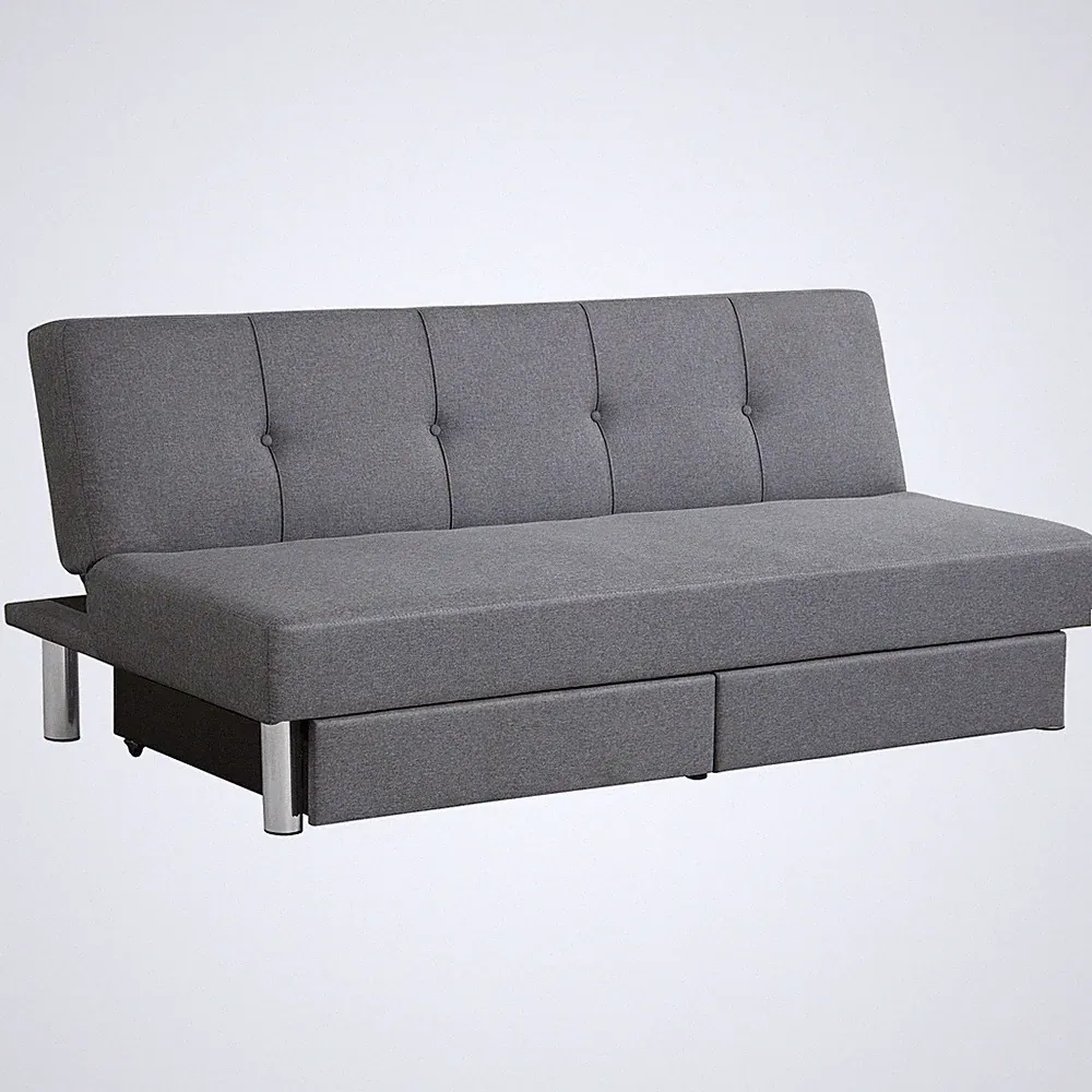 Costway Convertible Futon Sofa Bed Adjustable Couch Sleeper w/ Two Drawers Grey