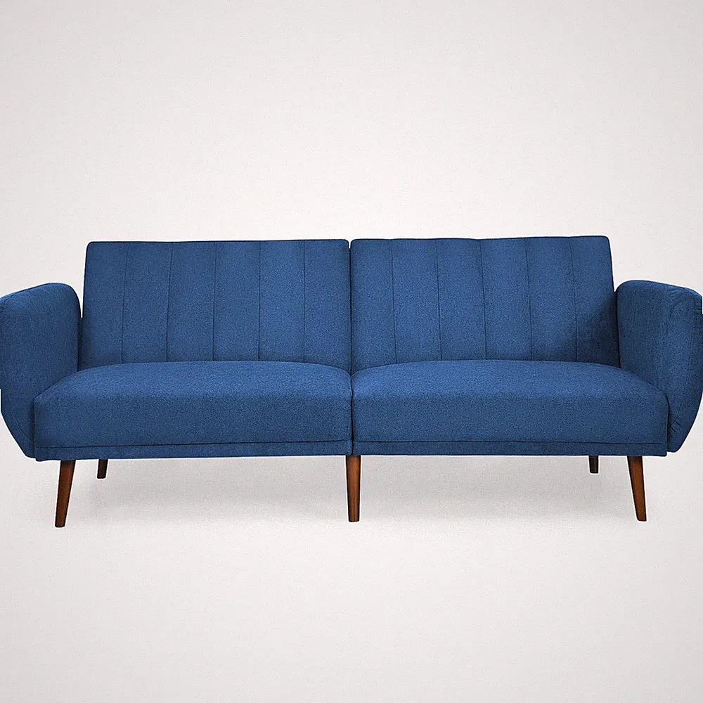 Costway Convertible Futon Sofa Bed Adjustable Couch Sleeper w/ Wood Legs Navy