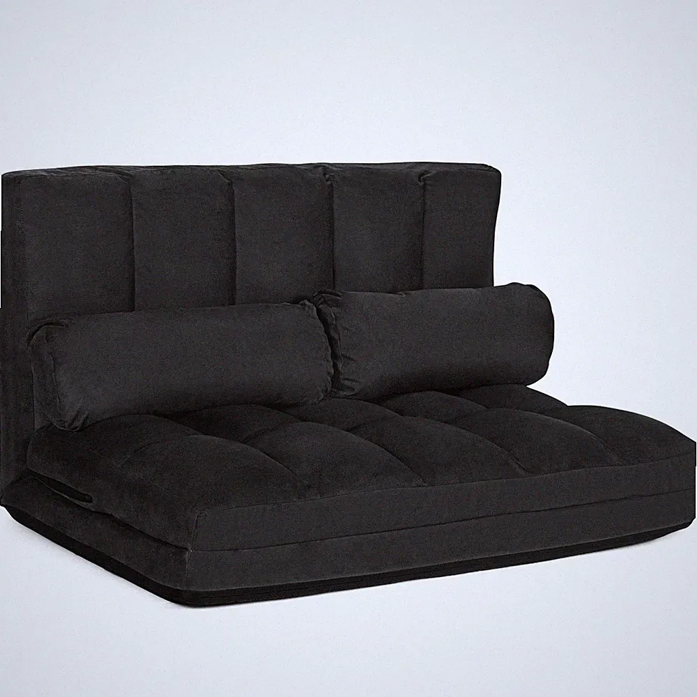 Costway Foldable Floor Sofa Bed 6-Position Adjustable Couch w/ 2 Pillows Black