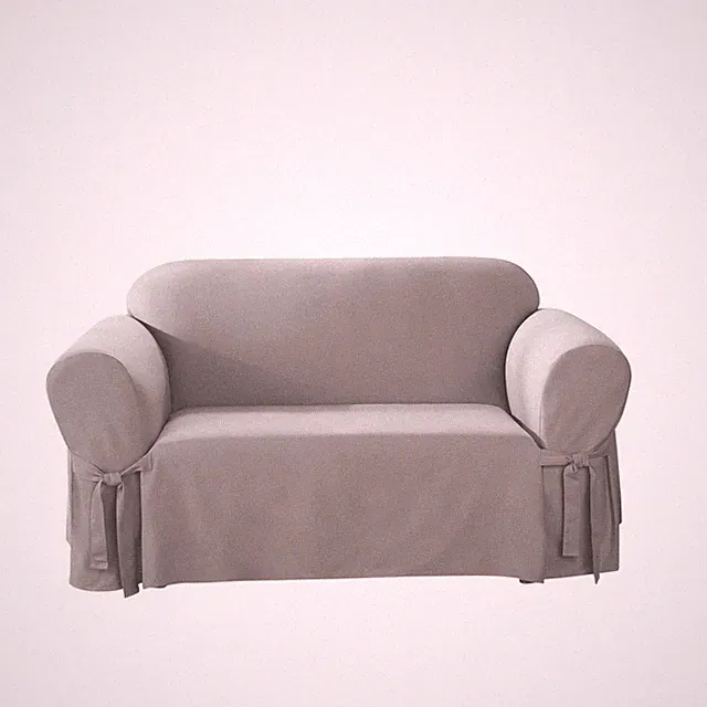 Cotton Duck Loveseat Box Cushion One Piece Slipcover, Furniture Cover, Relaxe...