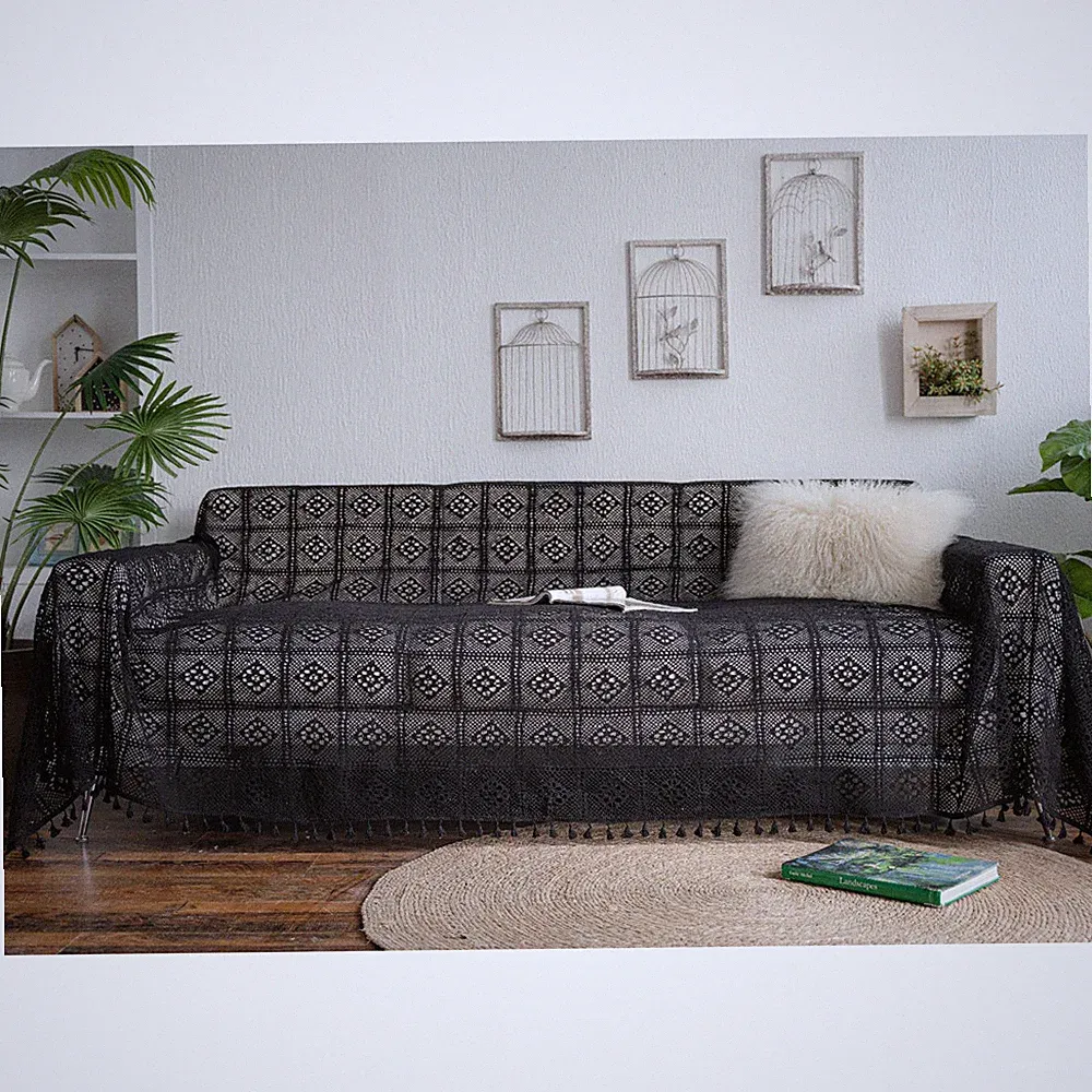 Cotton Lace Hollow Crochet Sofa Covers Lounge Settee Couch Slipcover Protector