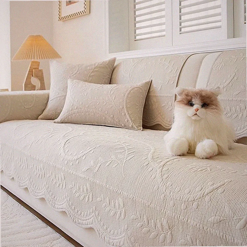 Cotton Quilted Couch Cover for Sofa Sectional Sofa Covers Washable(Beige,36"x...