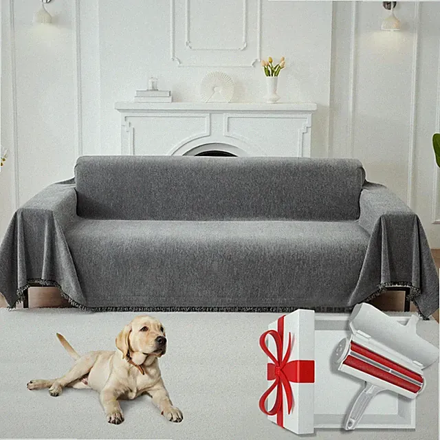 Couch and Sofa Covers with Pet Hair Removal Tool Included, Universal Size Thr...