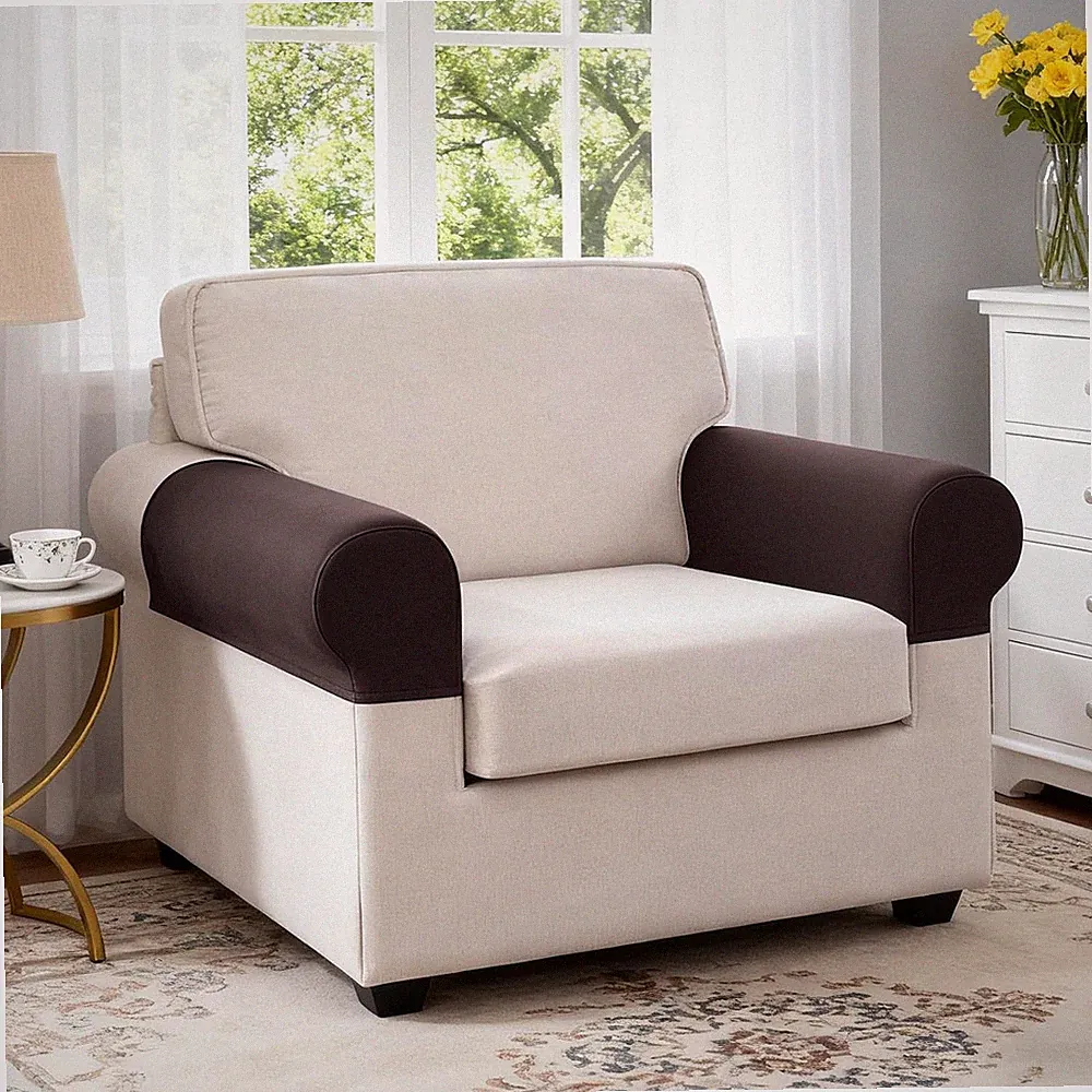 Couch Arm Covers 2 Pieces Stretch Armrest Cover for Sectional Sofa L Shape, Sofa