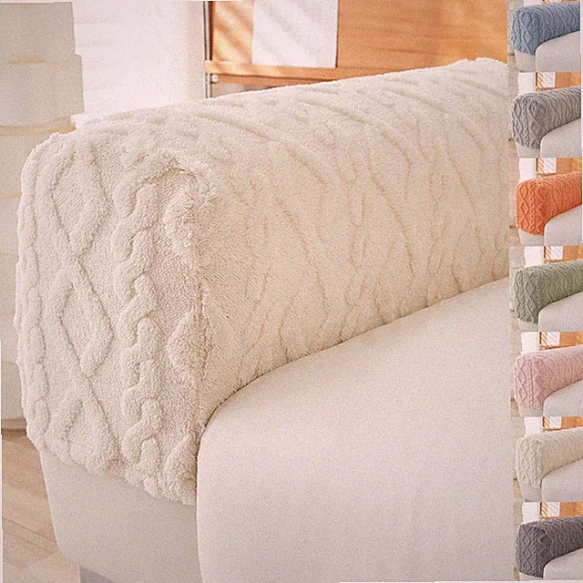 Couch Arm Covers & Chair Set of 2 - Stretch Sofa Armrest White