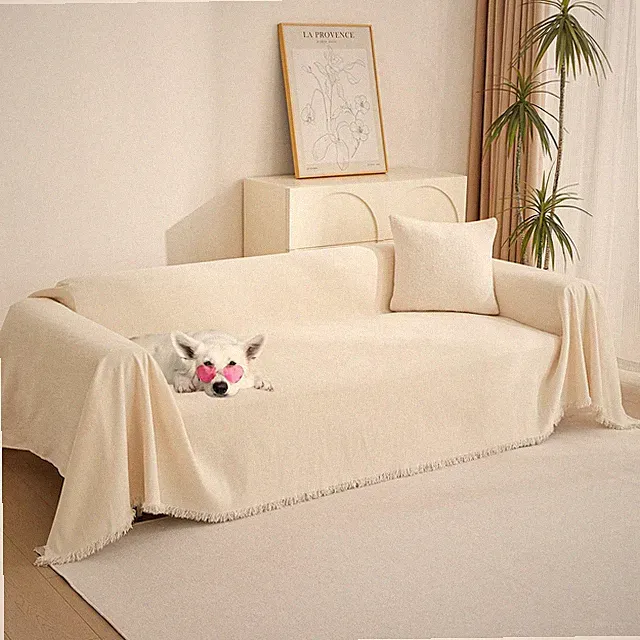 Couch Cover 3 Cushion Sofa with Tassel, Chenille Sofa Covers Couch Covers, Sl...