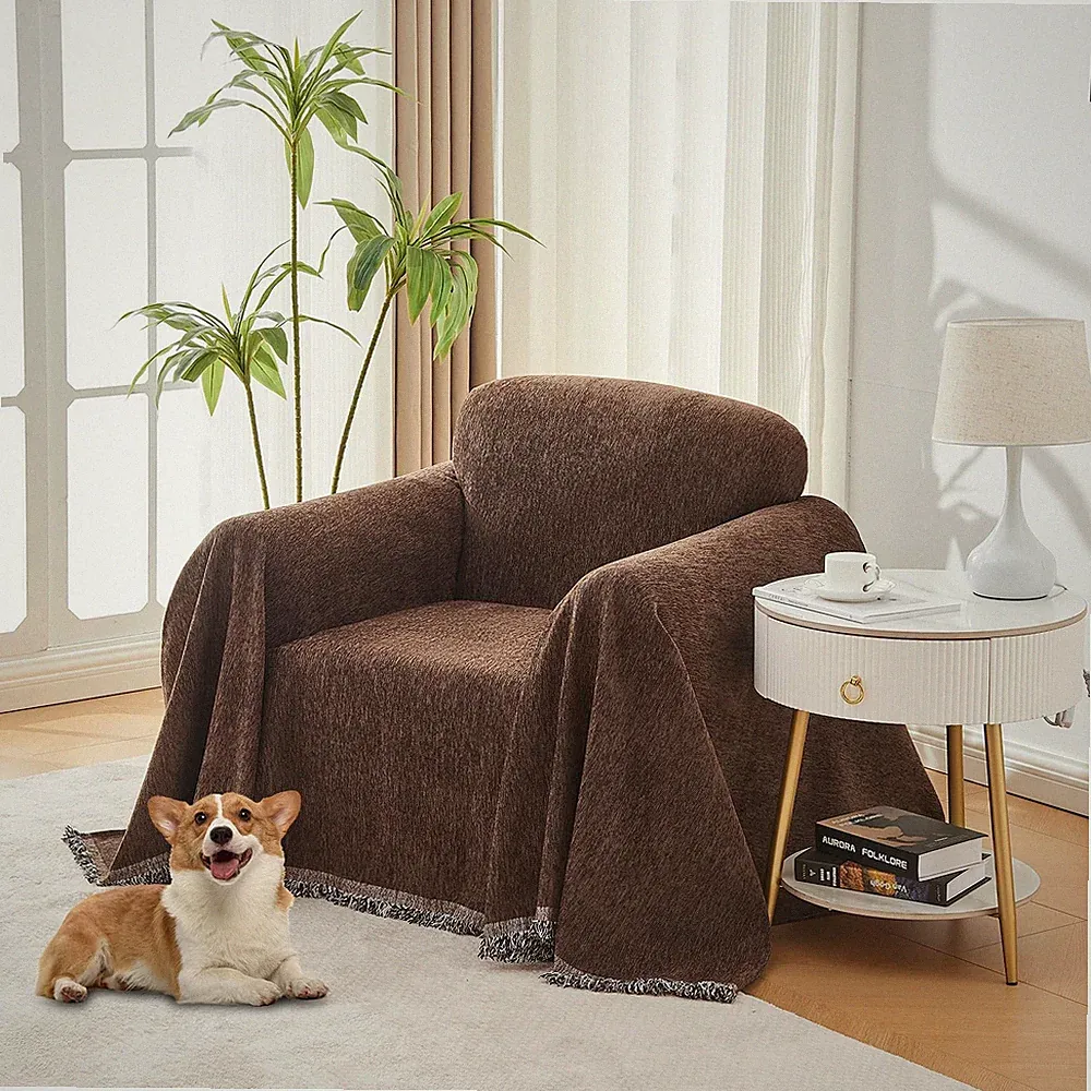 Couch Cover Blanket for Washable Sectional L Shape Protector with Tassel Sofa...