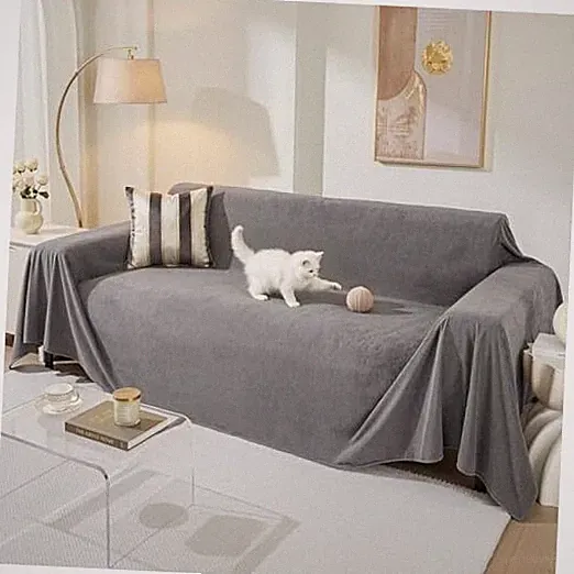 Couch Cover for 3 Cushion Couch Cat Scratch Proof Sofa Covers 91" x 134" Grey